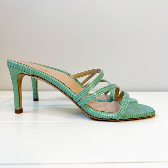 Inez Sofia Embossed Leather Strappy Slide Sandals Spearmint Lizard Size 7 - Picture 5 of 11